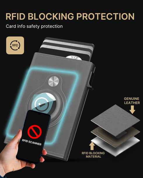 Typecase Mens Wallet Card Holder for Tracker: Leather Smart Wallet for Men Compatible with Apple Tracker, RFID Blocking, Slim, Minimalist - 9-14 Card Capacity | ID Window | Cash Slot